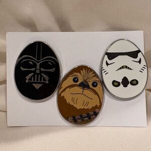 Disney Star Wars Characters Mini Egg Pins set of 3 Collectible Trading Pins EUC